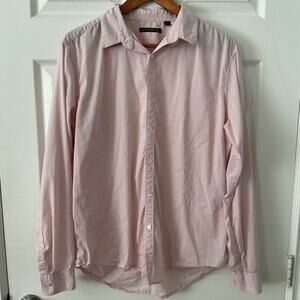 Theory Shirt Women’s Long Sleeve Button Down Pink Size L Light Cotton Blend